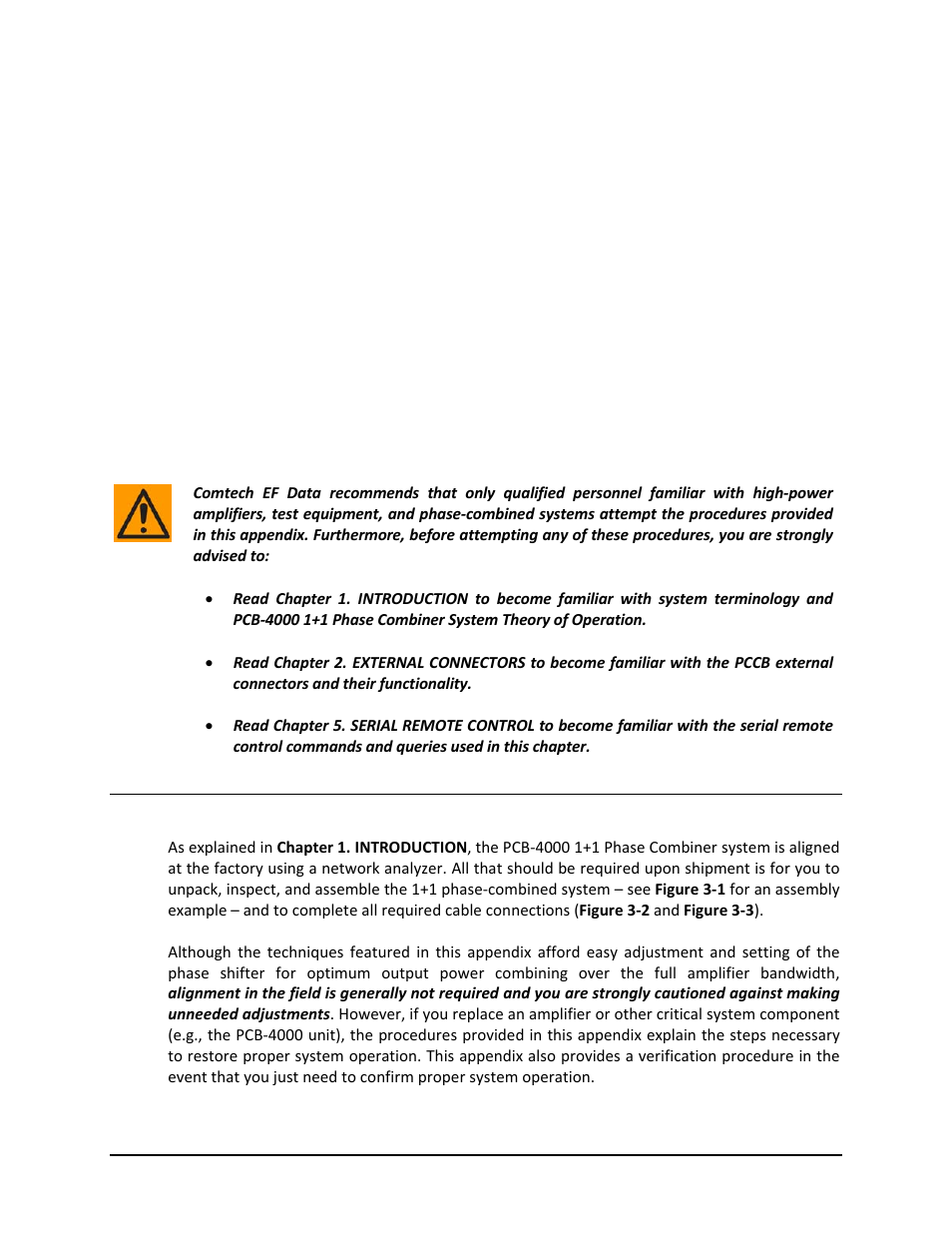 1 overview, Chapter 3. installation, startup, Troubleshooting procedures | Comtech EF Data PCB-4000 User Manual | Page 29 / 88
