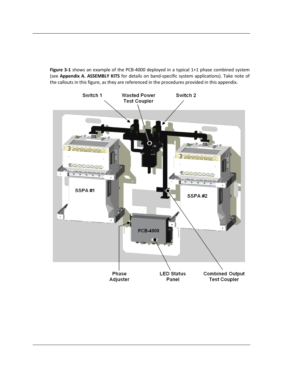 2 system assembly, cabling, and installation, 1 1+1 phase combiner system assembly | Comtech EF Data PCB-4000 User Manual | Page 30 / 88