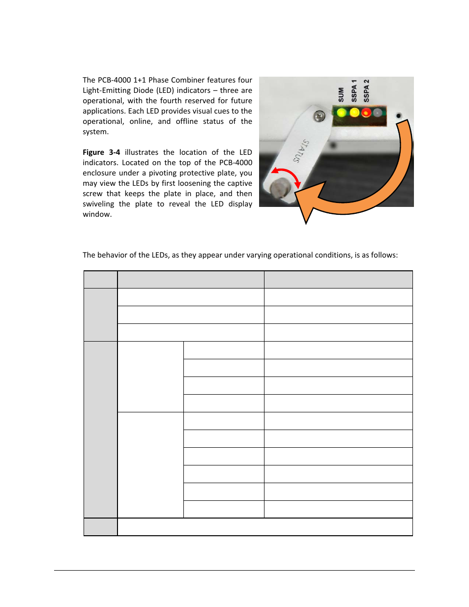 1 led status operation | Comtech EF Data PCB-4000 User Manual | Page 34 / 88