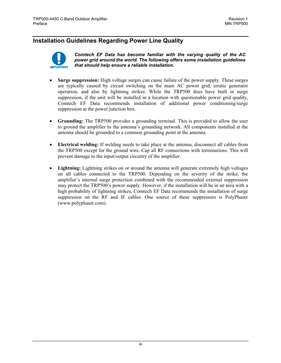 Comtech EF Data TRP500 User Manual | Page 19 / 100