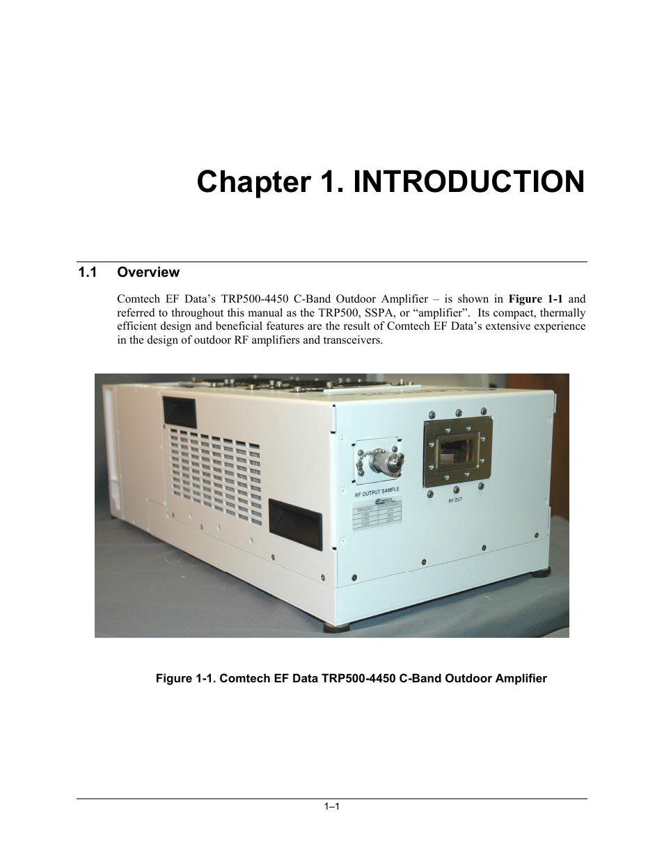 Trp500-ch01_intro, 1 overview, Chapter 1. introduction | Comtech EF Data TRP500 User Manual | Page 23 / 100