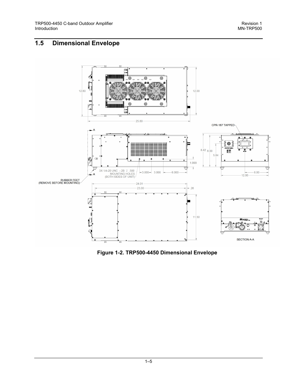 5 dimensional envelope | Comtech EF Data TRP500 User Manual | Page 27 / 100