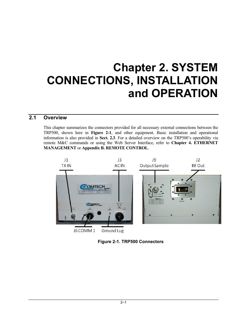 Trp500-ch02_systemconns, 1 overview | Comtech EF Data TRP500 User Manual | Page 29 / 100