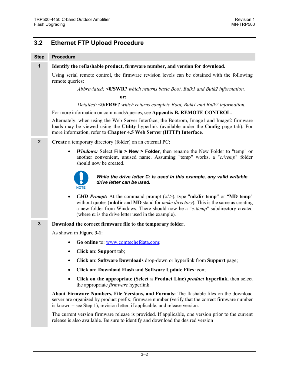 2 ethernet ftp upload procedure | Comtech EF Data TRP500 User Manual | Page 34 / 100