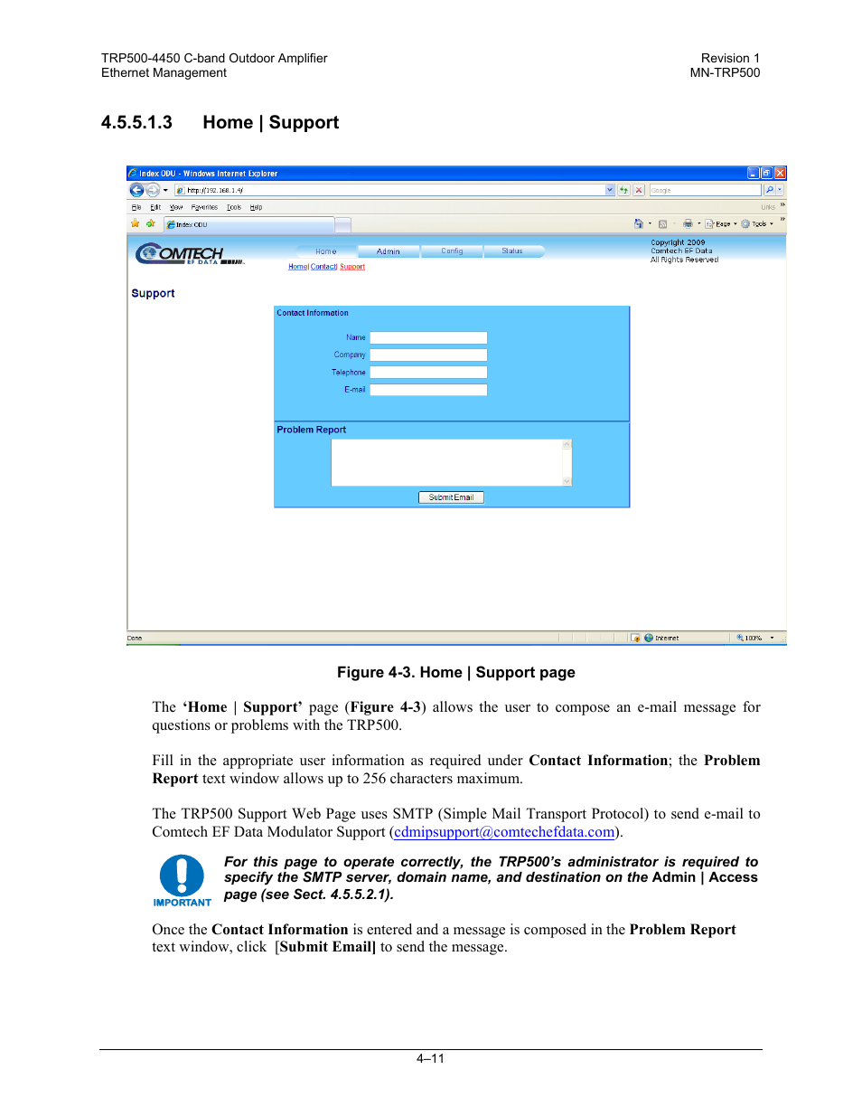 3 home | support | Comtech EF Data TRP500 User Manual | Page 47 / 100