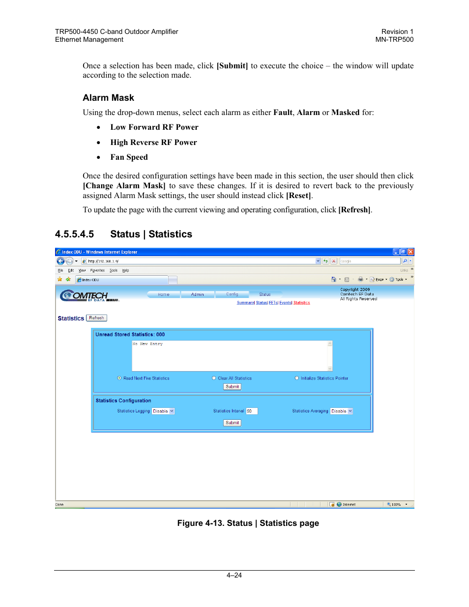 5 status | statistics | Comtech EF Data TRP500 User Manual | Page 60 / 100