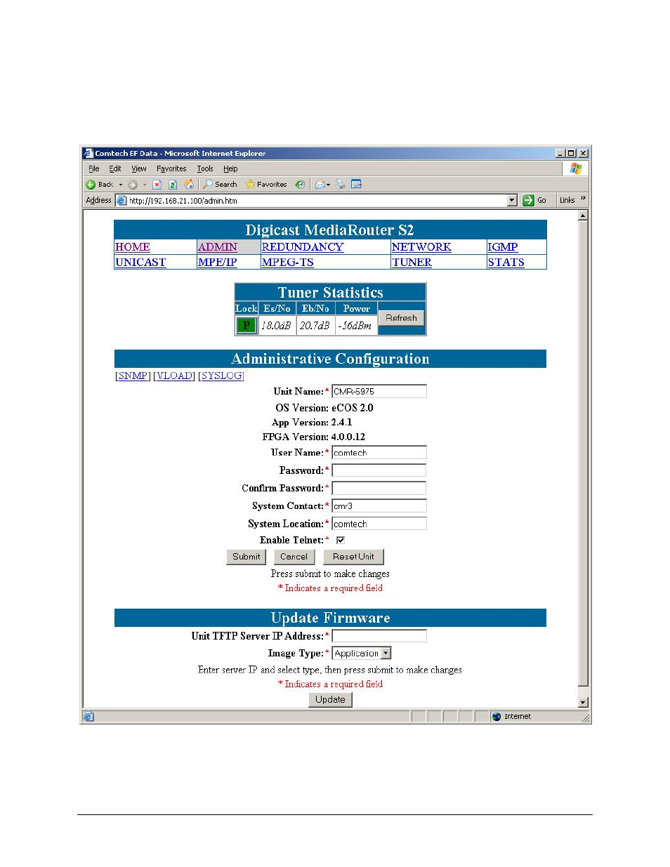 1 administrative configuration | Comtech EF Data CMR-5975 Manual User Manual | Page 32 / 122