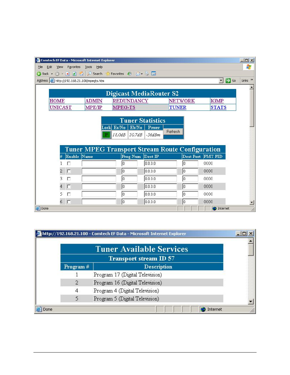 11 tuner mpeg ts route configuration | Comtech EF Data CMR-5975 Manual User Manual | Page 45 / 122