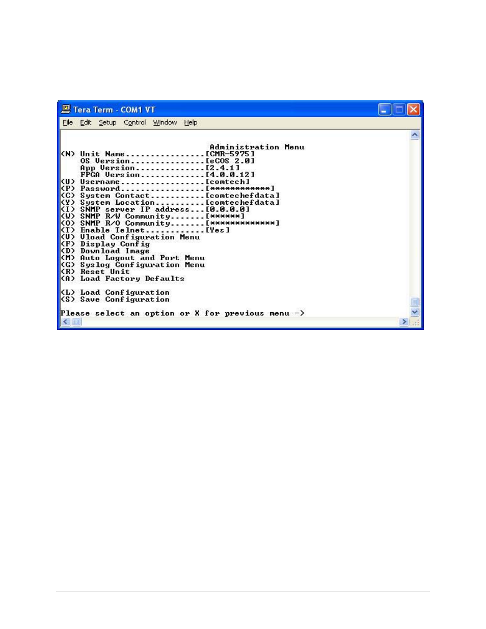 4 administration menu | Comtech EF Data CMR-5975 Manual User Manual | Page 57 / 122