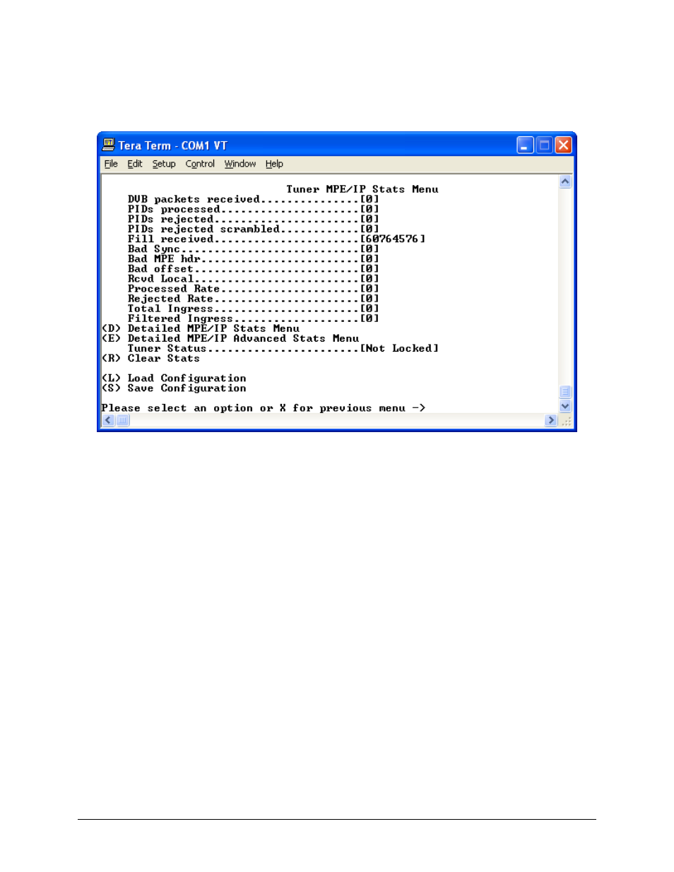 1 tuner mpe/ip stats menu | Comtech EF Data CMR-5975 Manual User Manual | Page 68 / 122