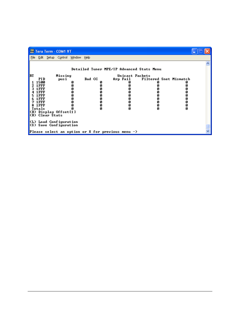 2 detailed tuner mpe/ip advanced stats menu | Comtech EF Data CMR-5975 Manual User Manual | Page 70 / 122