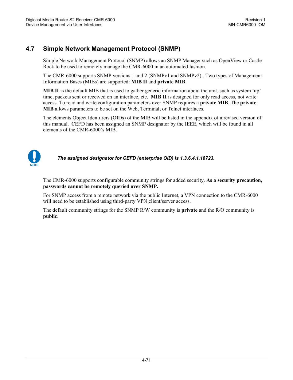 7 simple network management protocol (snmp) | Comtech EF Data CMR-6000 Manual User Manual | Page 101 / 138