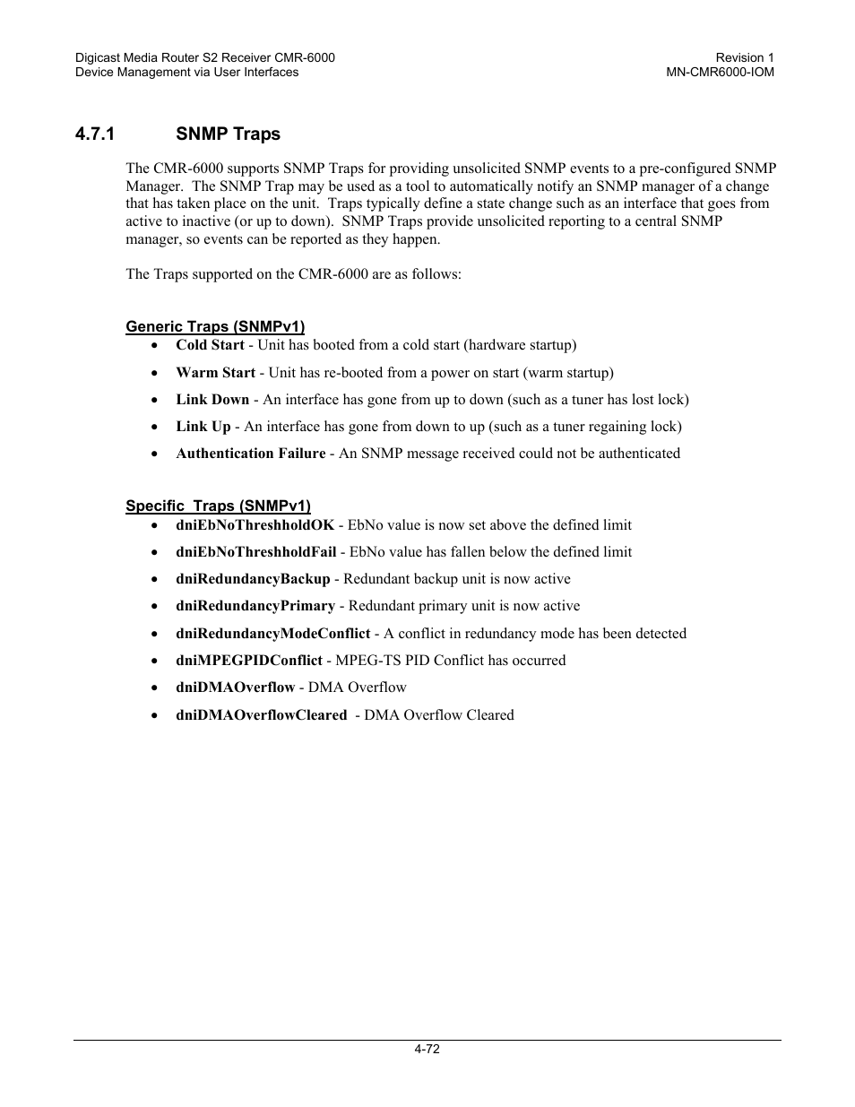 1 snmp traps | Comtech EF Data CMR-6000 Manual User Manual | Page 102 / 138