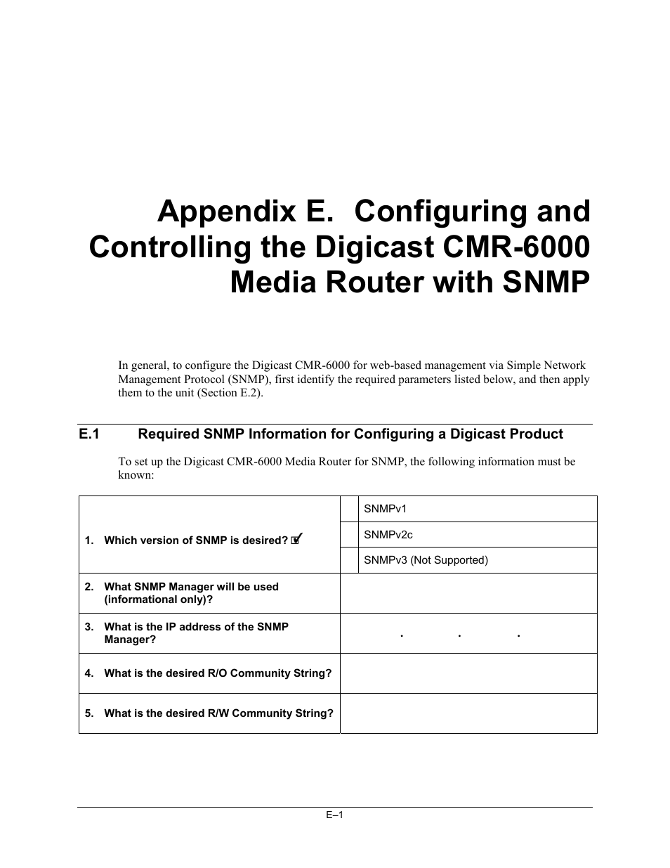 Cmr6000-append_e_snmpconfiguration | Comtech EF Data CMR-6000 Manual User Manual | Page 123 / 138