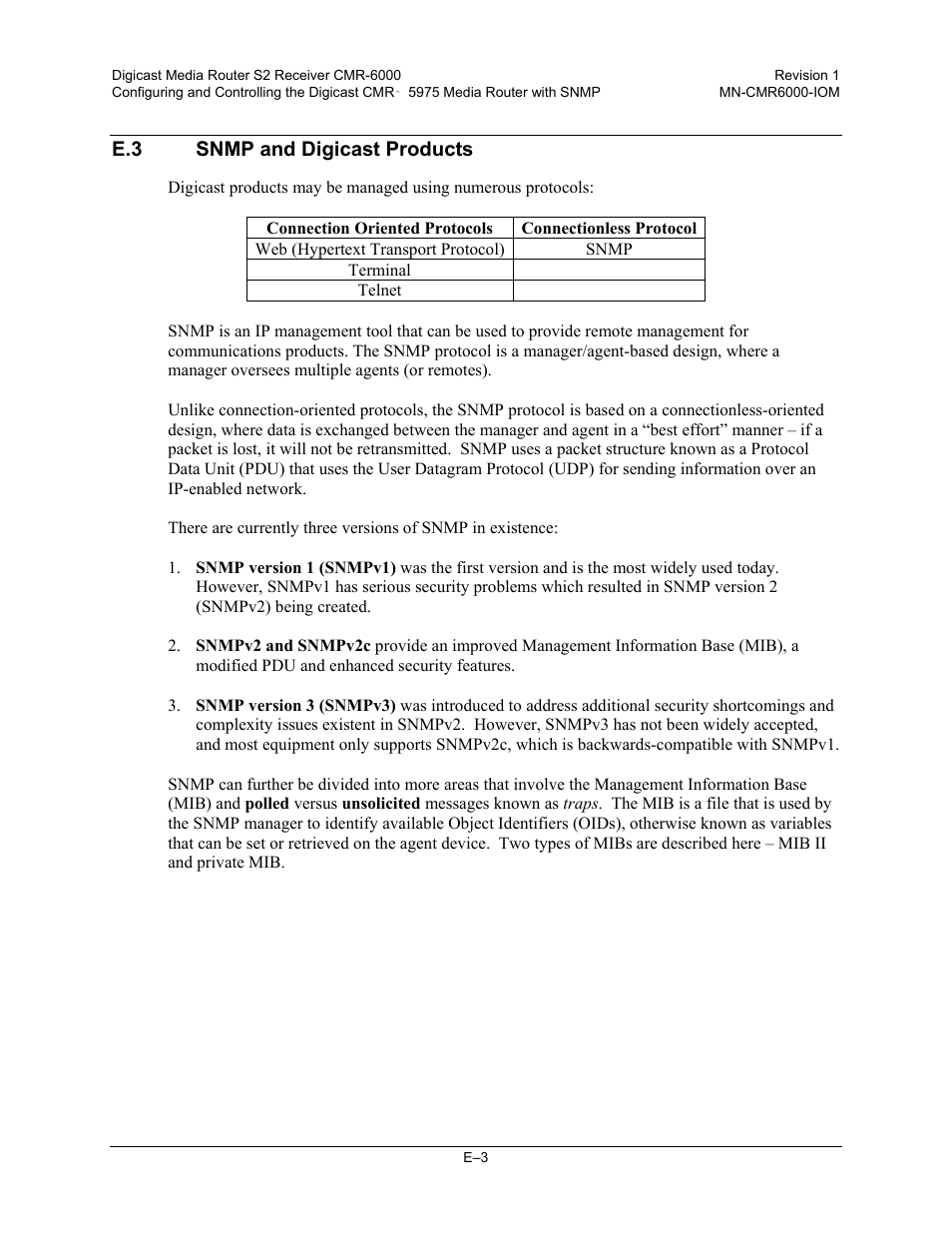 E.3 snmp and digicast products | Comtech EF Data CMR-6000 Manual User Manual | Page 125 / 138