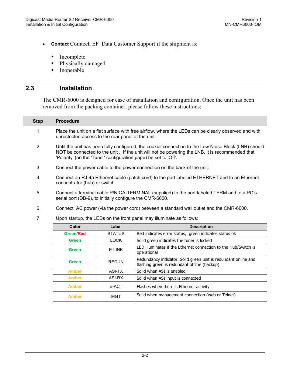 3 installation | Comtech EF Data CMR-6000 Manual User Manual | Page 26 / 138