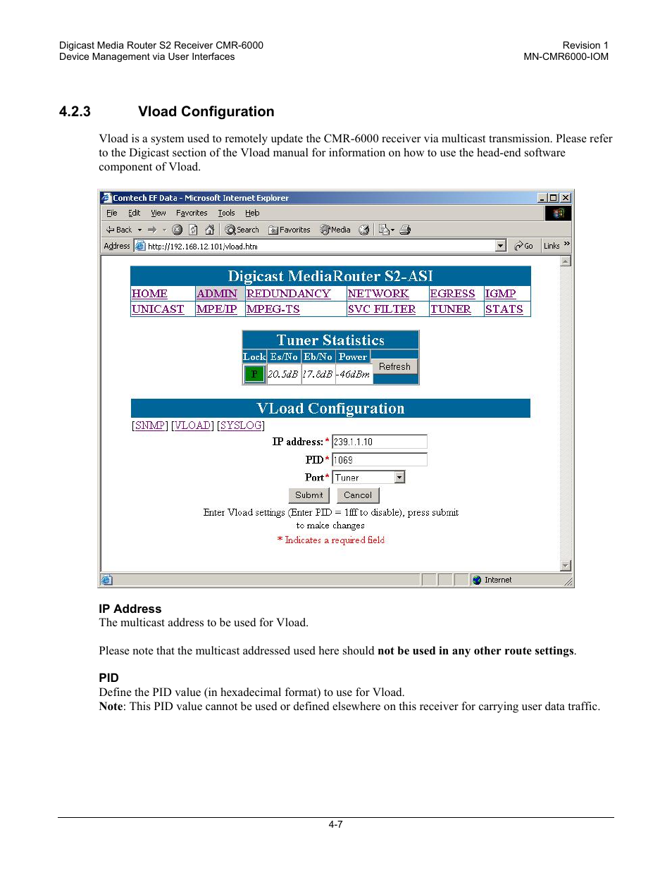 3 vload configuration | Comtech EF Data CMR-6000 Manual User Manual | Page 37 / 138