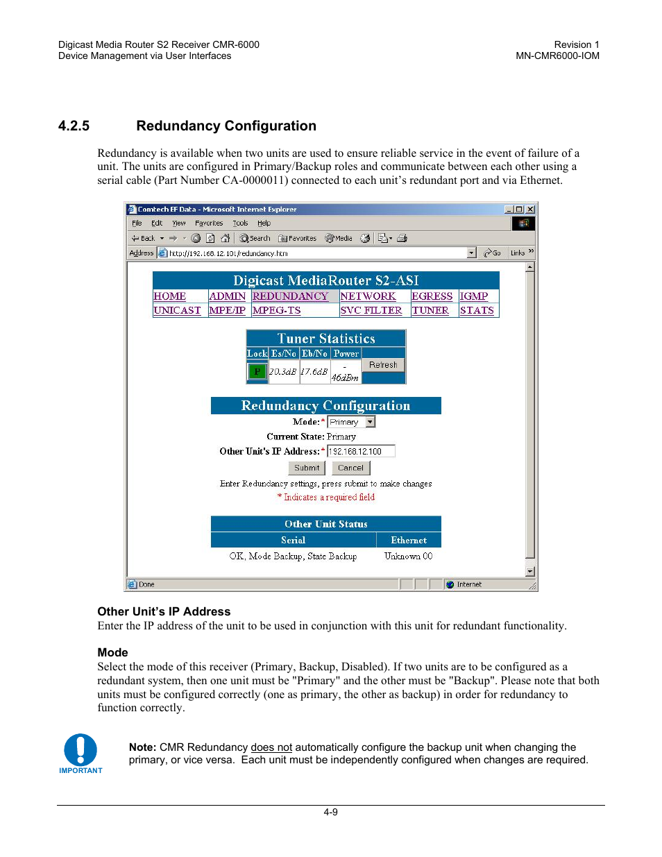 5 redundancy configuration | Comtech EF Data CMR-6000 Manual User Manual | Page 39 / 138