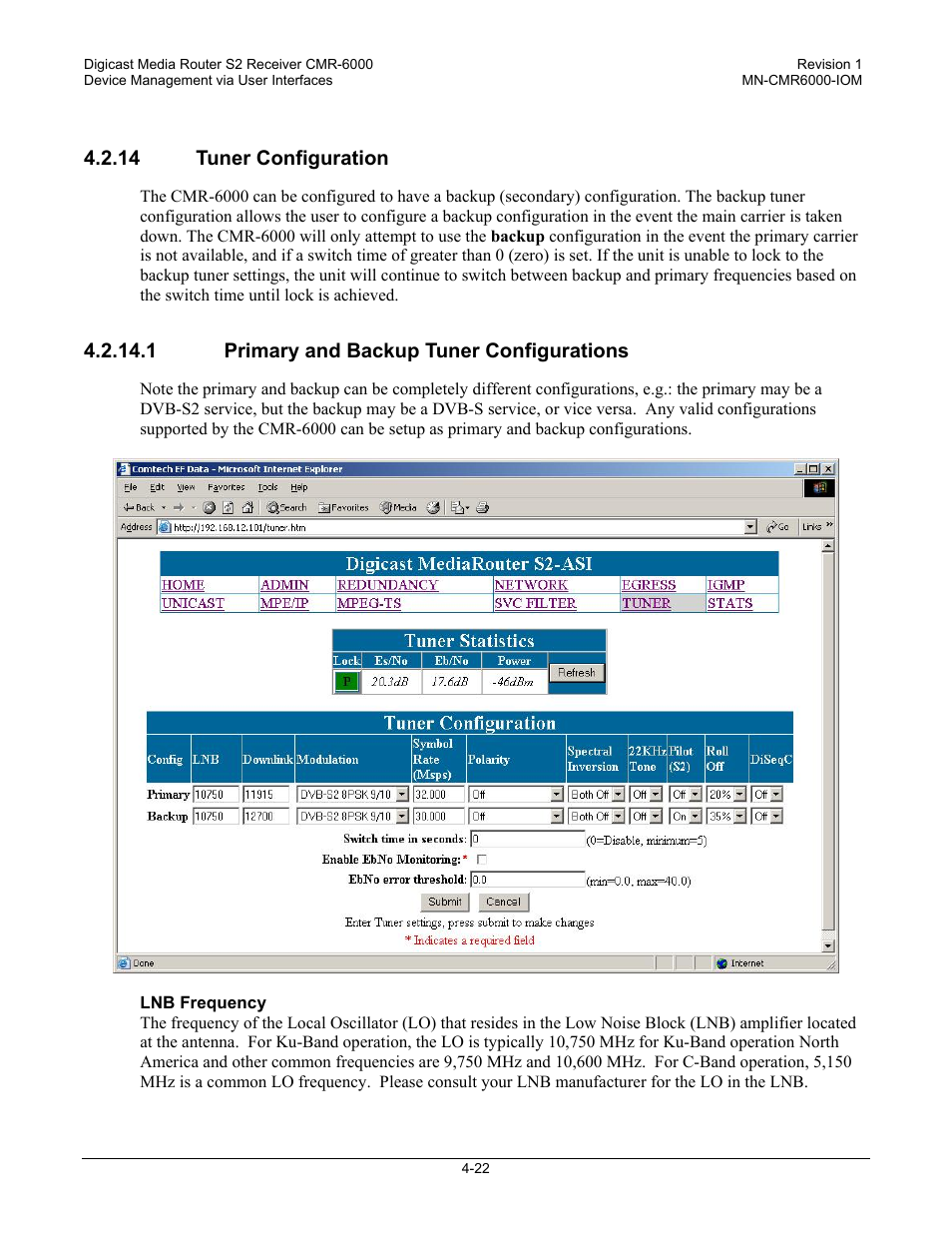 14 tuner configuration | Comtech EF Data CMR-6000 Manual User Manual | Page 52 / 138