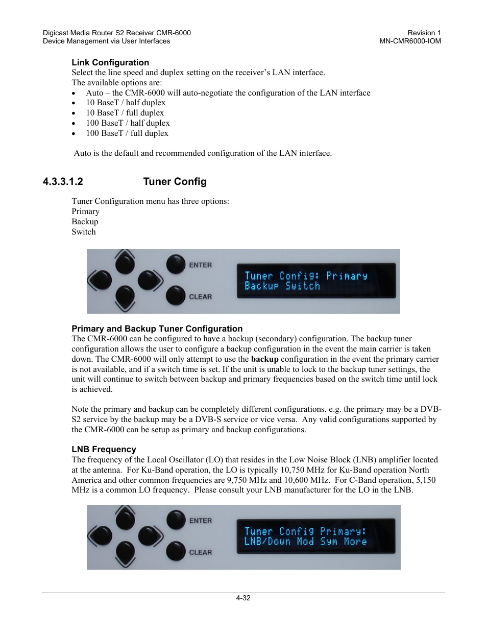 2 tuner config | Comtech EF Data CMR-6000 Manual User Manual | Page 62 / 138