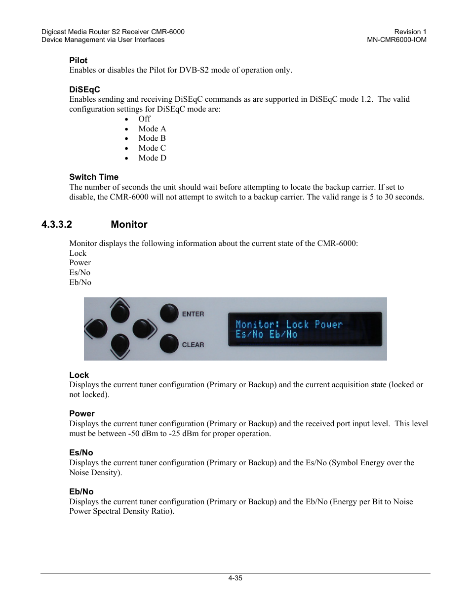 2 monitor | Comtech EF Data CMR-6000 Manual User Manual | Page 65 / 138