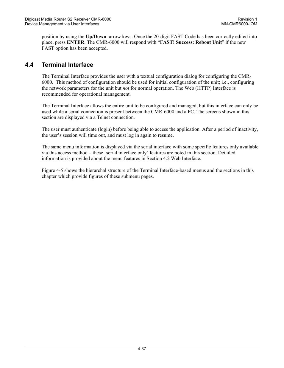 4 terminal interface | Comtech EF Data CMR-6000 Manual User Manual | Page 67 / 138