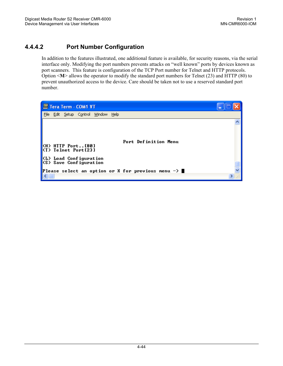 2 port number configuration | Comtech EF Data CMR-6000 Manual User Manual | Page 74 / 138