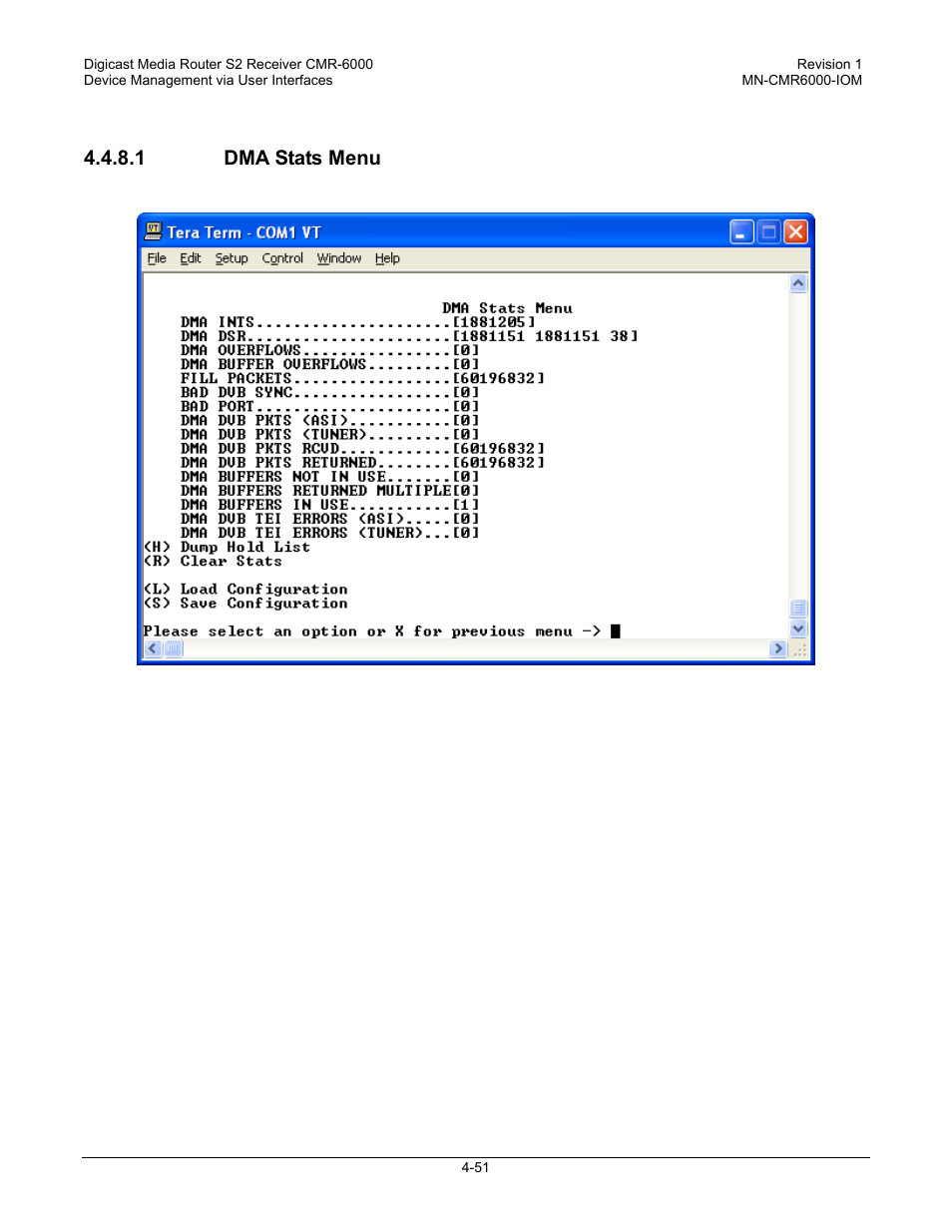 1 dma stats menu | Comtech EF Data CMR-6000 Manual User Manual | Page 81 / 138
