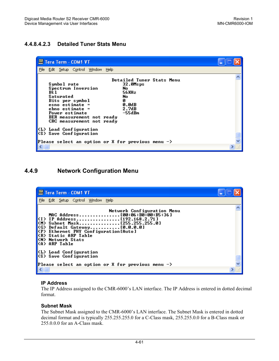 9 network configuration menu | Comtech EF Data CMR-6000 Manual User Manual | Page 91 / 138