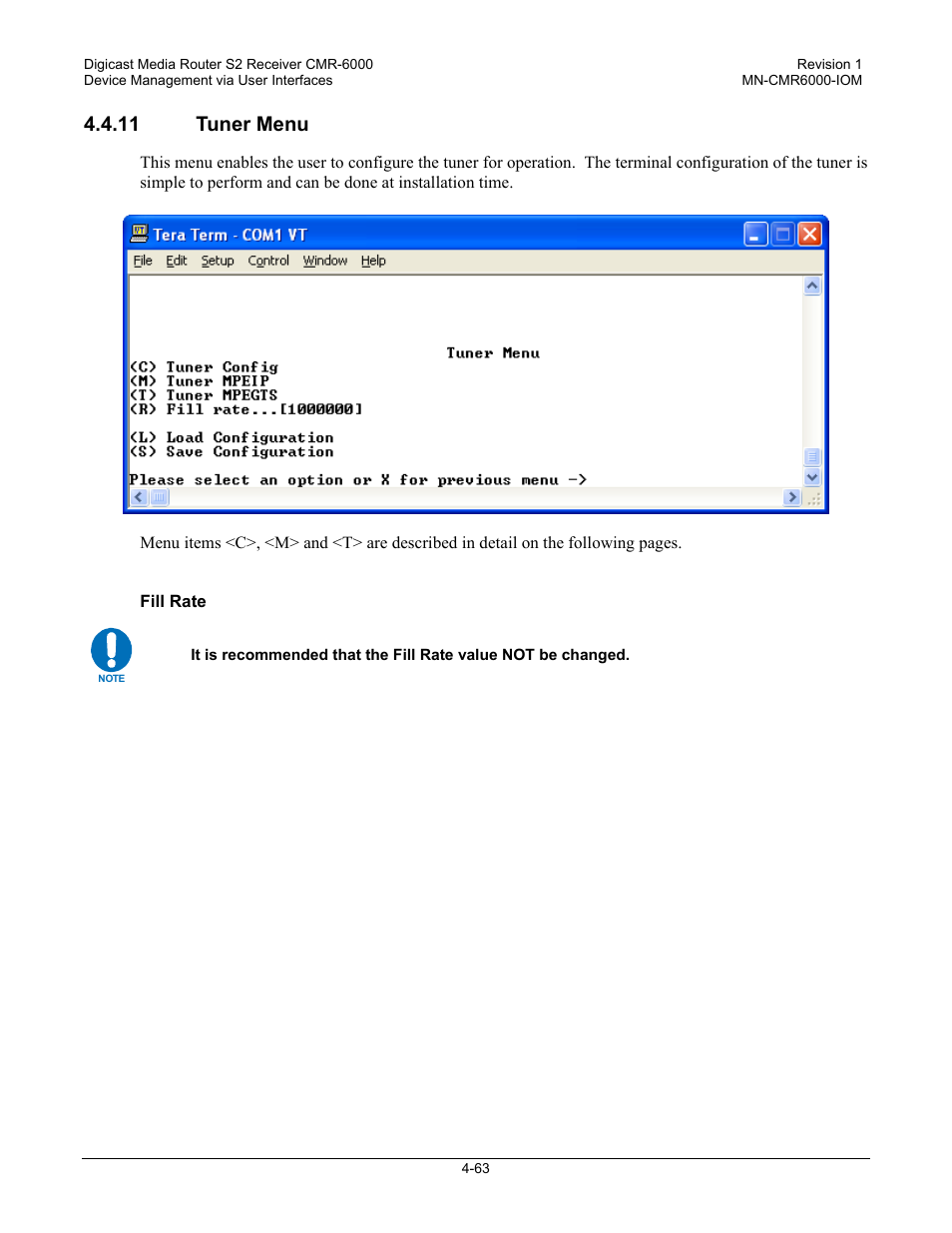 11 tuner menu | Comtech EF Data CMR-6000 Manual User Manual | Page 93 / 138