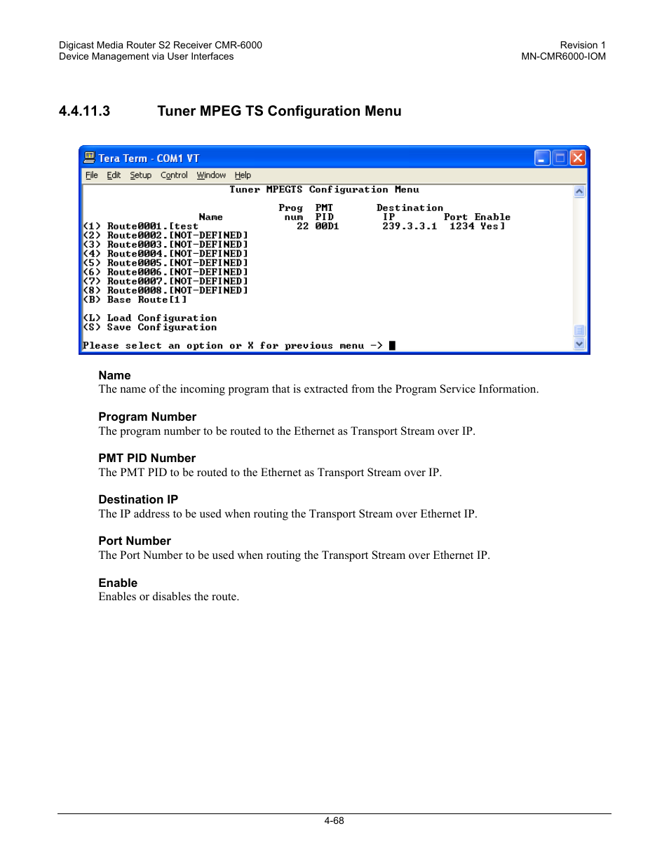 3 tuner mpeg ts configuration menu | Comtech EF Data CMR-6000 Manual User Manual | Page 98 / 138