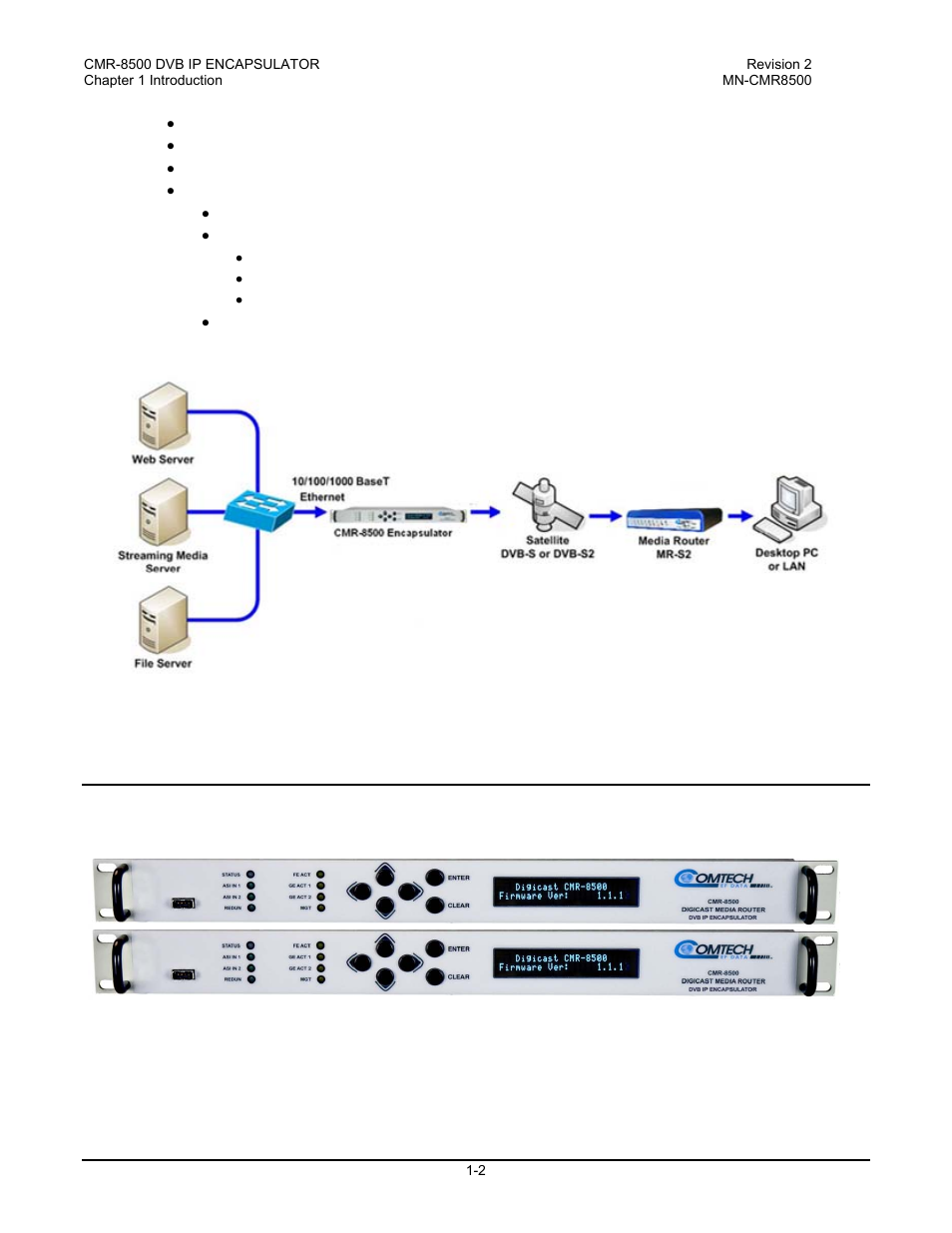 3 redundancy, Standard features -1, Redundancy -2 | Configuration -3, Operation -3 | Comtech EF Data CMR-8500 Manual User Manual | Page 18 / 98