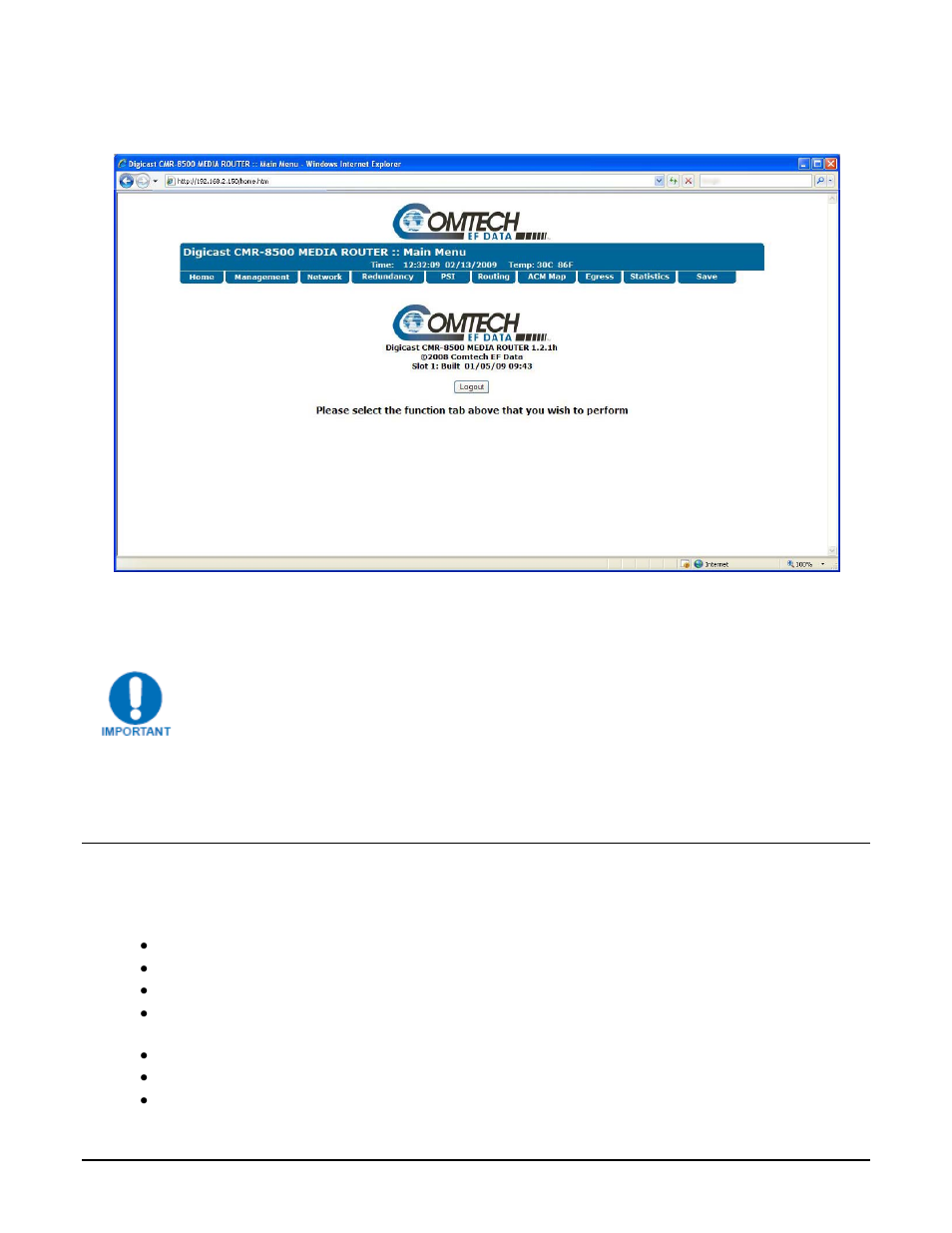 1 management tab | Comtech EF Data CMR-8500 Manual User Manual | Page 41 / 98