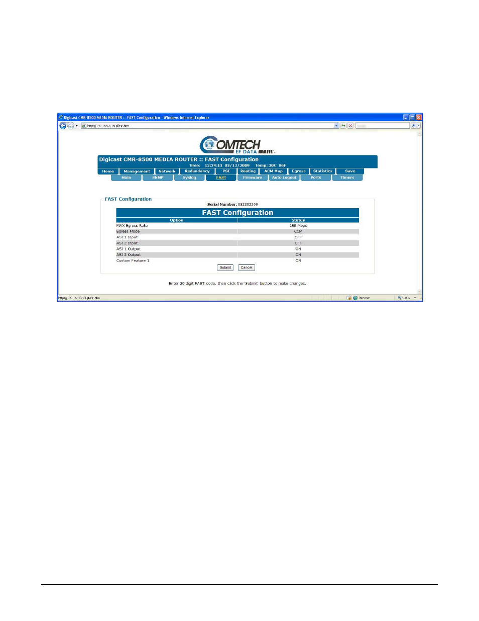 4 management: fast | Comtech EF Data CMR-8500 Manual User Manual | Page 44 / 98