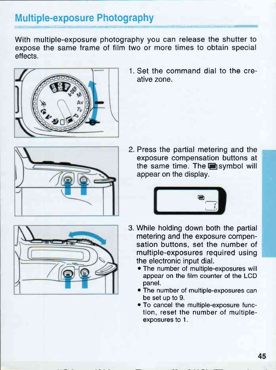Multiple-exposure photography | Canon EOS 500QD User Manual | Page 45 / 64