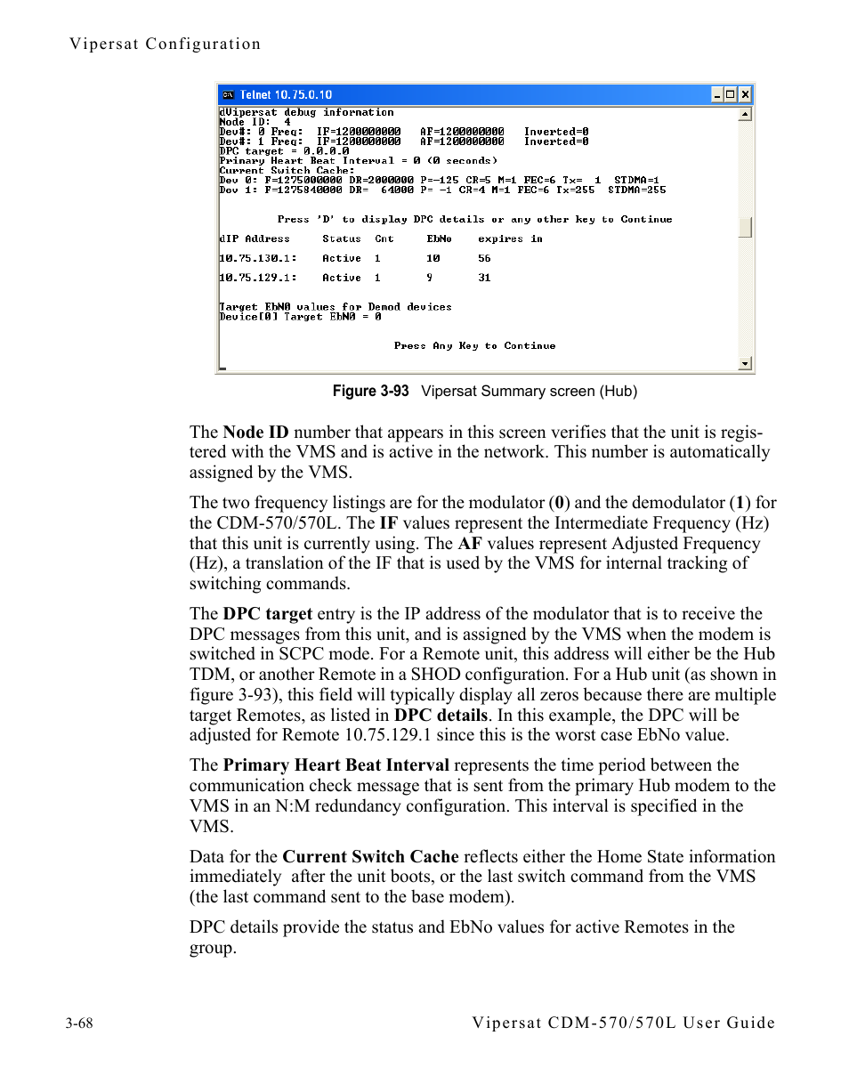 Figure 3-93 vipersat summary screen (hub) | Comtech EF Data CDM-570/570L Vipersat User Manual | Page 104 / 192