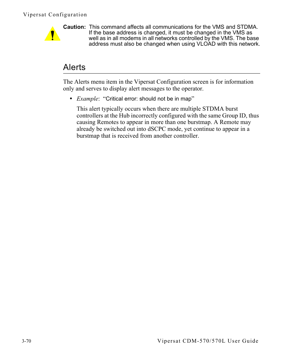 Alerts, Alerts -70 | Comtech EF Data CDM-570/570L Vipersat User Manual | Page 106 / 192