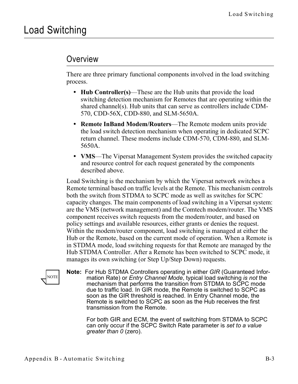 Load switching, Overview, Load switching . . . . . . . . . . . . . . . . b-3 | Overview. . . . . . . . . . . . . . . . . . .b-3 | Comtech EF Data CDM-570/570L Vipersat User Manual | Page 121 / 192
