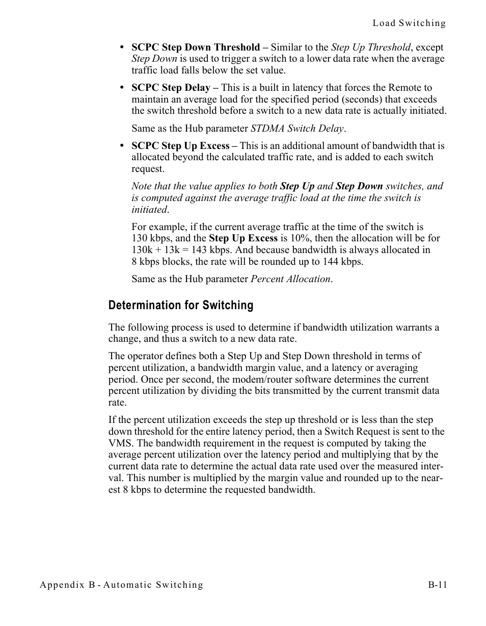 Determination for switching, Determination for switching . . . . . . b-11 | Comtech EF Data CDM-570/570L Vipersat User Manual | Page 129 / 192