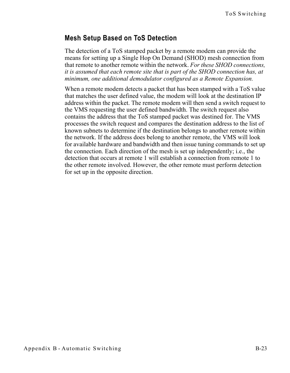 Mesh setup based on tos detection, Mesh setup based on tos detection . b-23 | Comtech EF Data CDM-570/570L Vipersat User Manual | Page 141 / 192