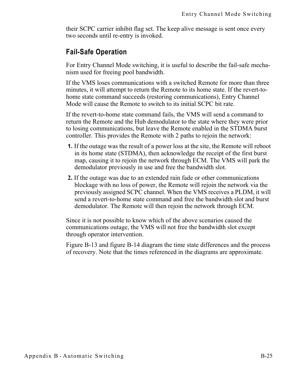 Fail-safe operation, Fail-safe operation . . . . . . . . . . b-25 | Comtech EF Data CDM-570/570L Vipersat User Manual | Page 143 / 192