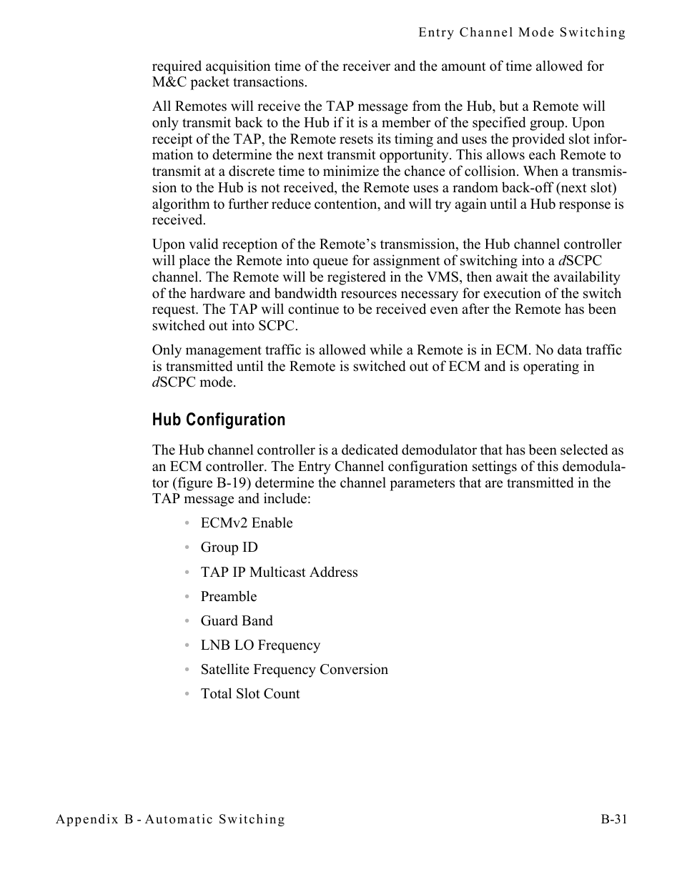 Hub configuration, Hub configuration . . . . . . . . . . . b-31 | Comtech EF Data CDM-570/570L Vipersat User Manual | Page 149 / 192