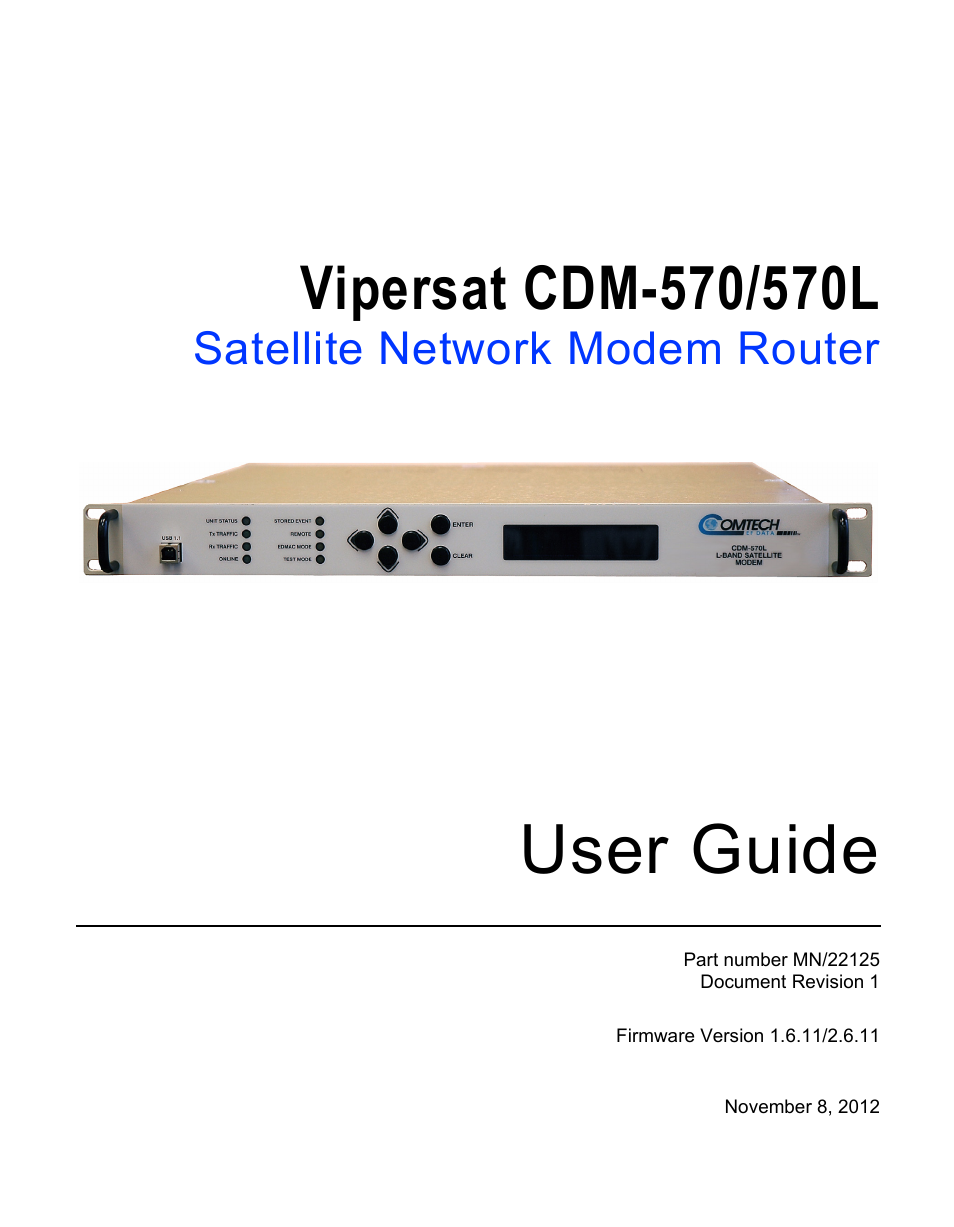 User guide, Satellite network modem router | Comtech EF Data CDM-570/570L Vipersat User Manual | Page 3 / 192