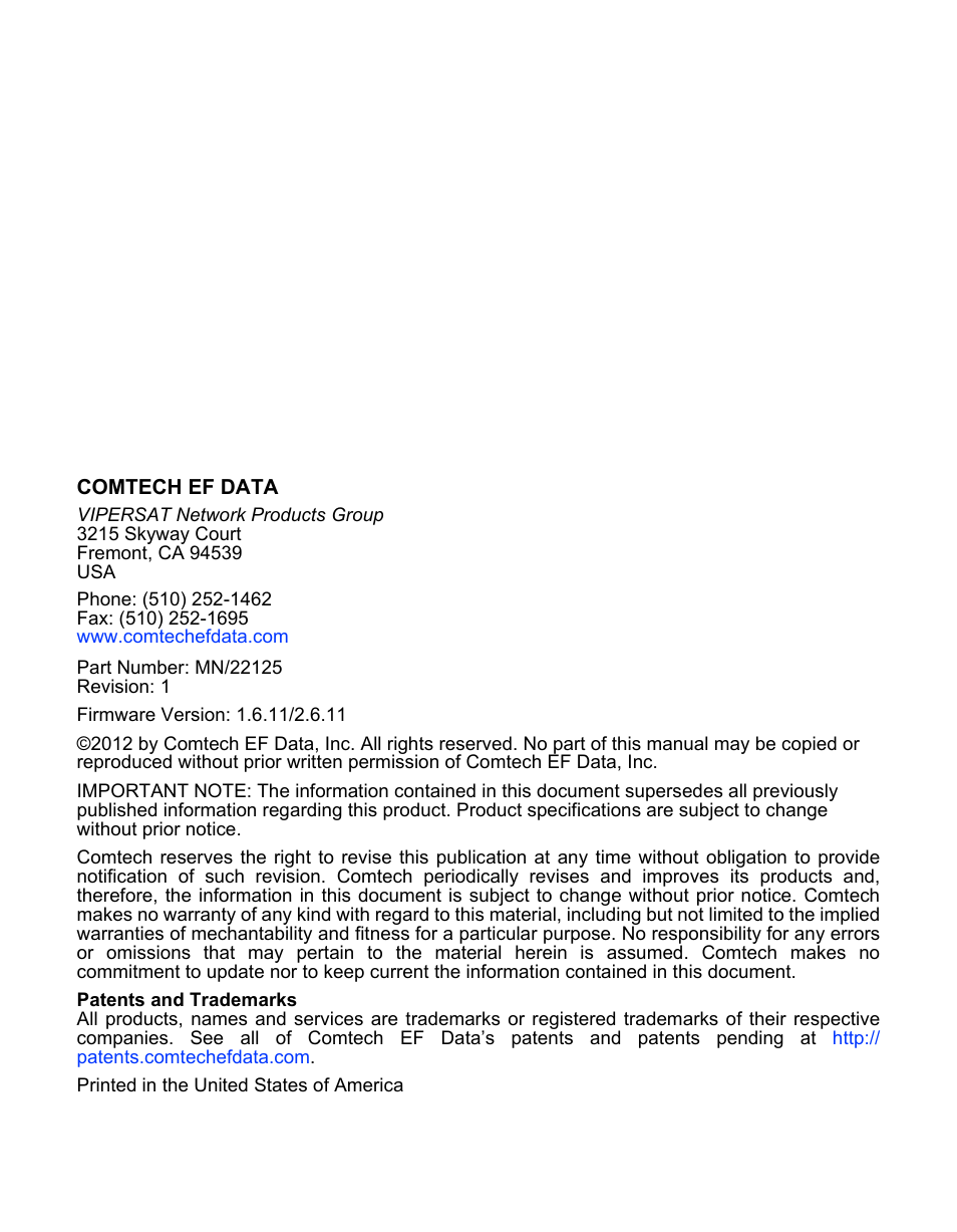 Comtech EF Data CDM-570/570L Vipersat User Manual | Page 4 / 192