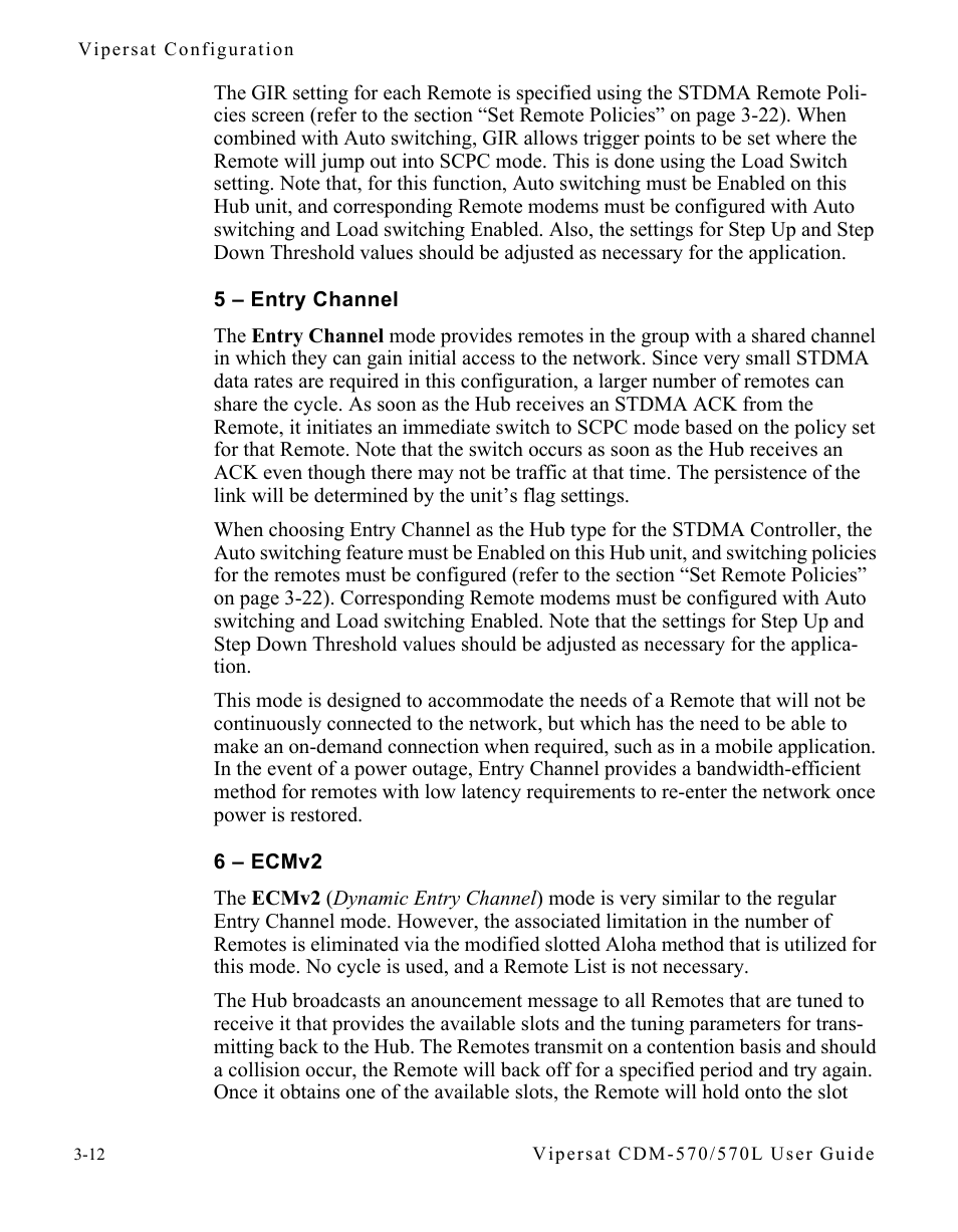 5 – entry channel, 6 – ecmv2, 5 – entry channel -12 6 – ecmv2 -12 | Comtech EF Data CDM-570/570L Vipersat User Manual | Page 48 / 192