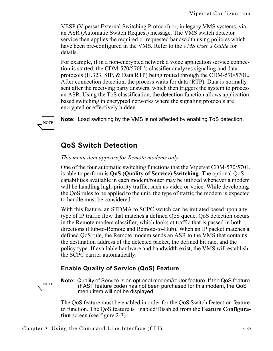 Qos switch detection, Enable quality of service (qos) feature, Qos switch detection -35 | Comtech EF Data CDM-570/570L Vipersat User Manual | Page 71 / 192