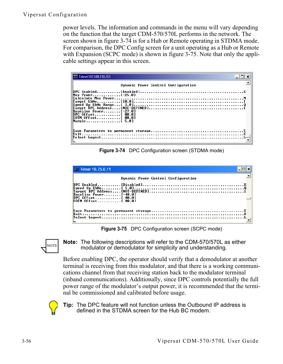 Figure 3-74 dpc configuration screen (stdma, Mode), Figure 3-75 dpc configuration screen (scpc | Comtech EF Data CDM-570/570L Vipersat User Manual | Page 92 / 192