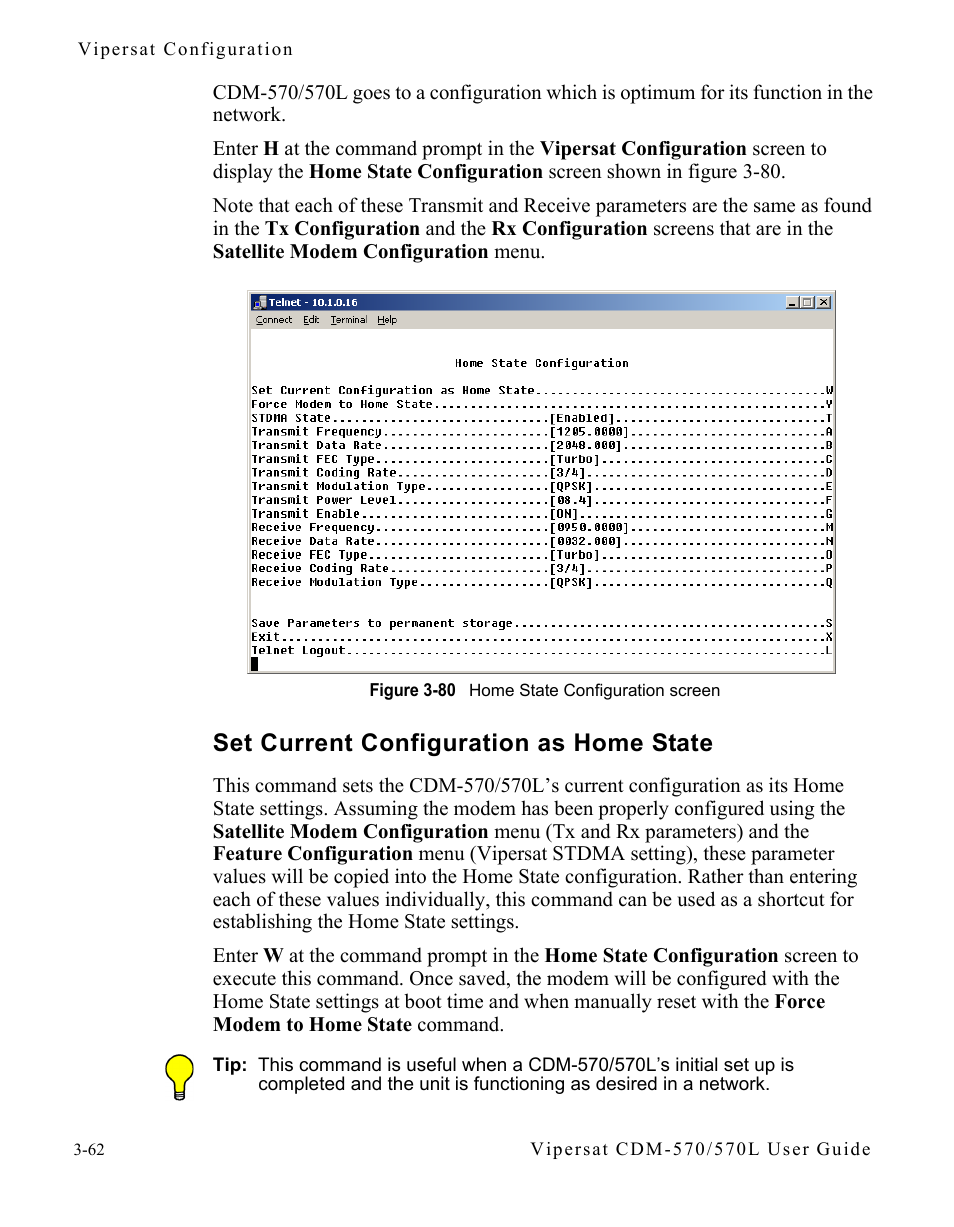 Set current configuration as home state, Figure 3-80 home state configuration screen | Comtech EF Data CDM-570/570L Vipersat User Manual | Page 98 / 192