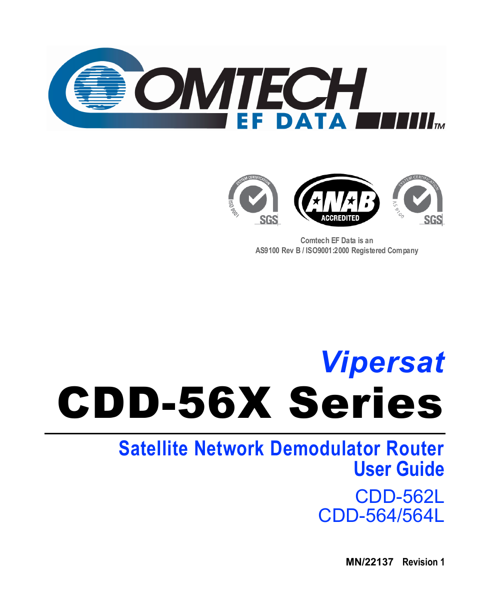 Comtech EF Data CDD-56X Series Vipersat User Manual | 176 pages