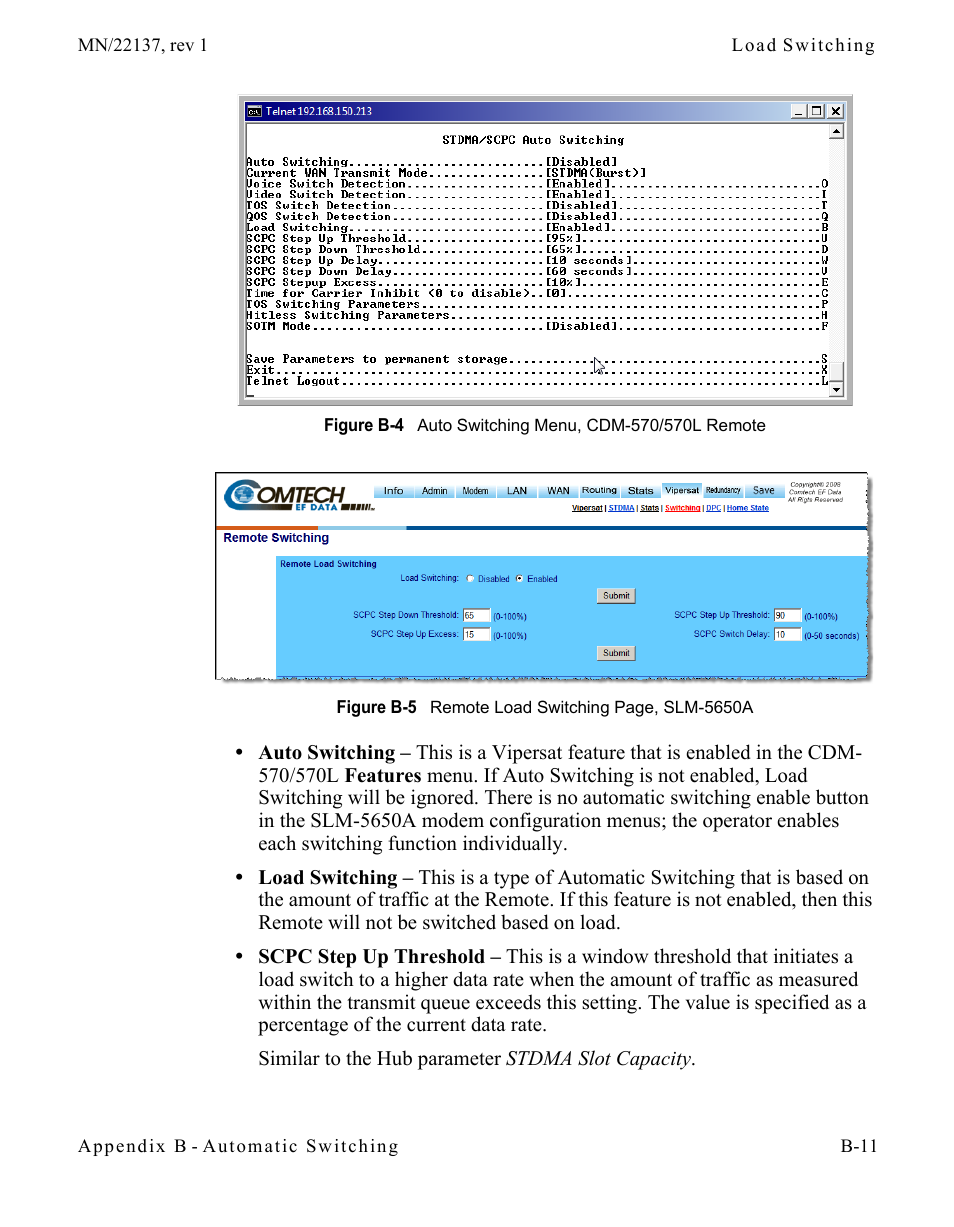 Figure b-4 auto switching menu, cdm-570/570l, Remote, 5650a | Comtech EF Data CDD-56X Series Vipersat User Manual | Page 111 / 176